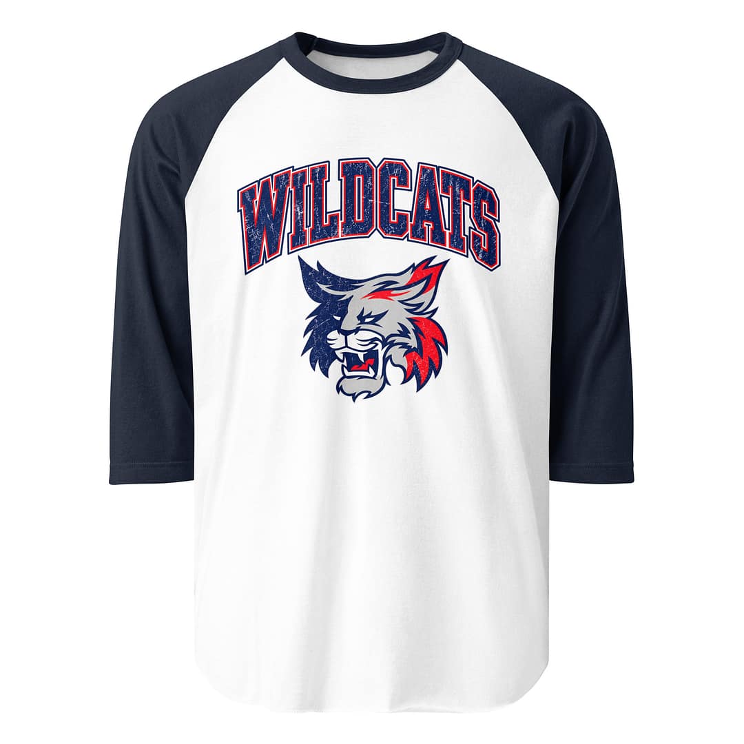 Wildcats 27 Rugged 3/4 sleeve raglan shirt